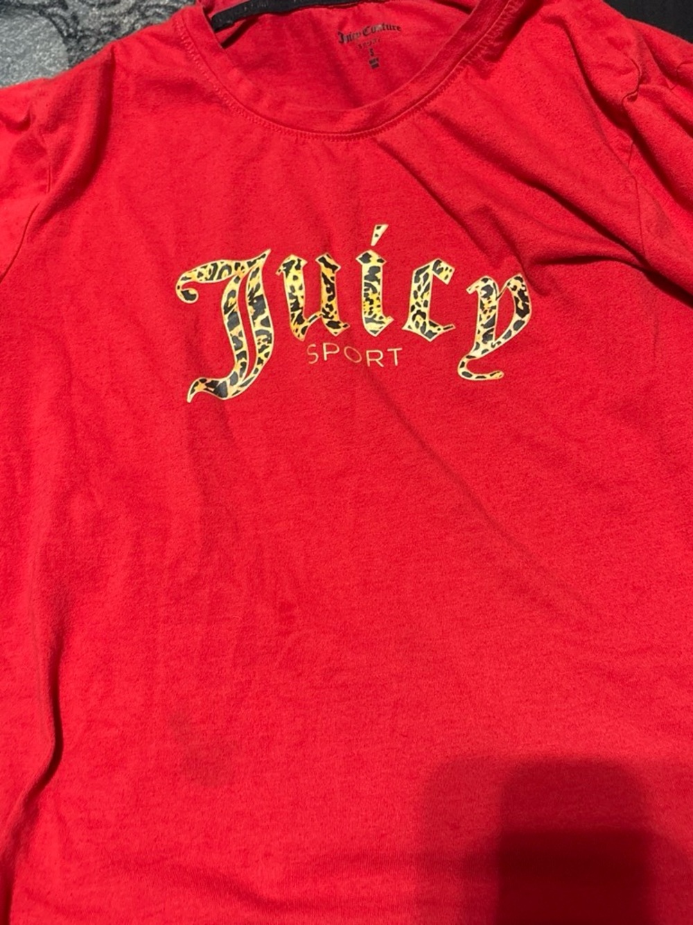 Juicy Couture Red Tee with Leopard 'Juicy Sport' Graphic